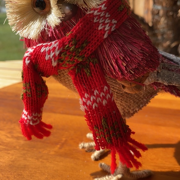 Pottery Barn Sisal, Pinecone and Twig Holiday Owl with Scarf and Burlap body 🦉 - Picture 16 of 16